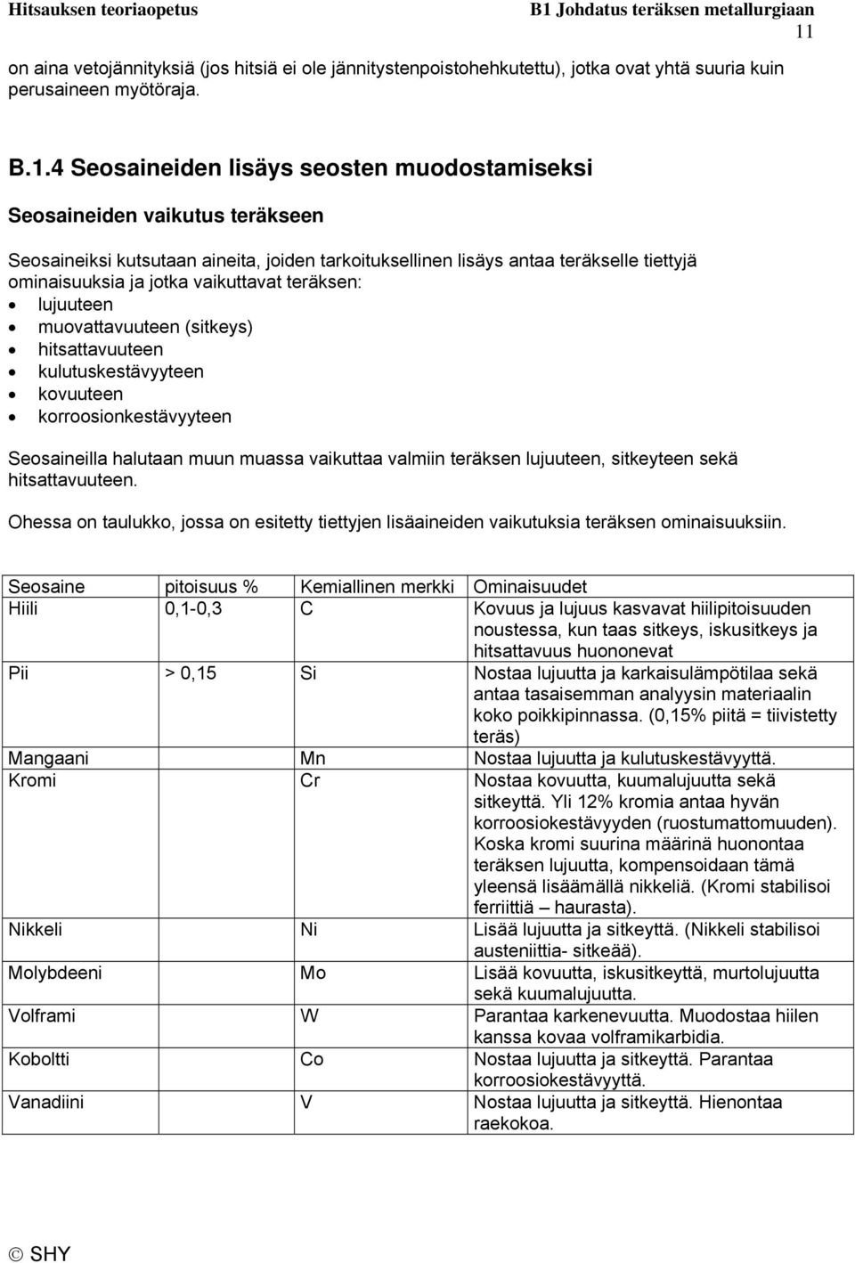 kulutuskestävyyteen kovuuteen korroosionkestävyyteen Seosaineilla halutaan muun muassa vaikuttaa valmiin teräksen lujuuteen, sitkeyteen sekä hitsattavuuteen.