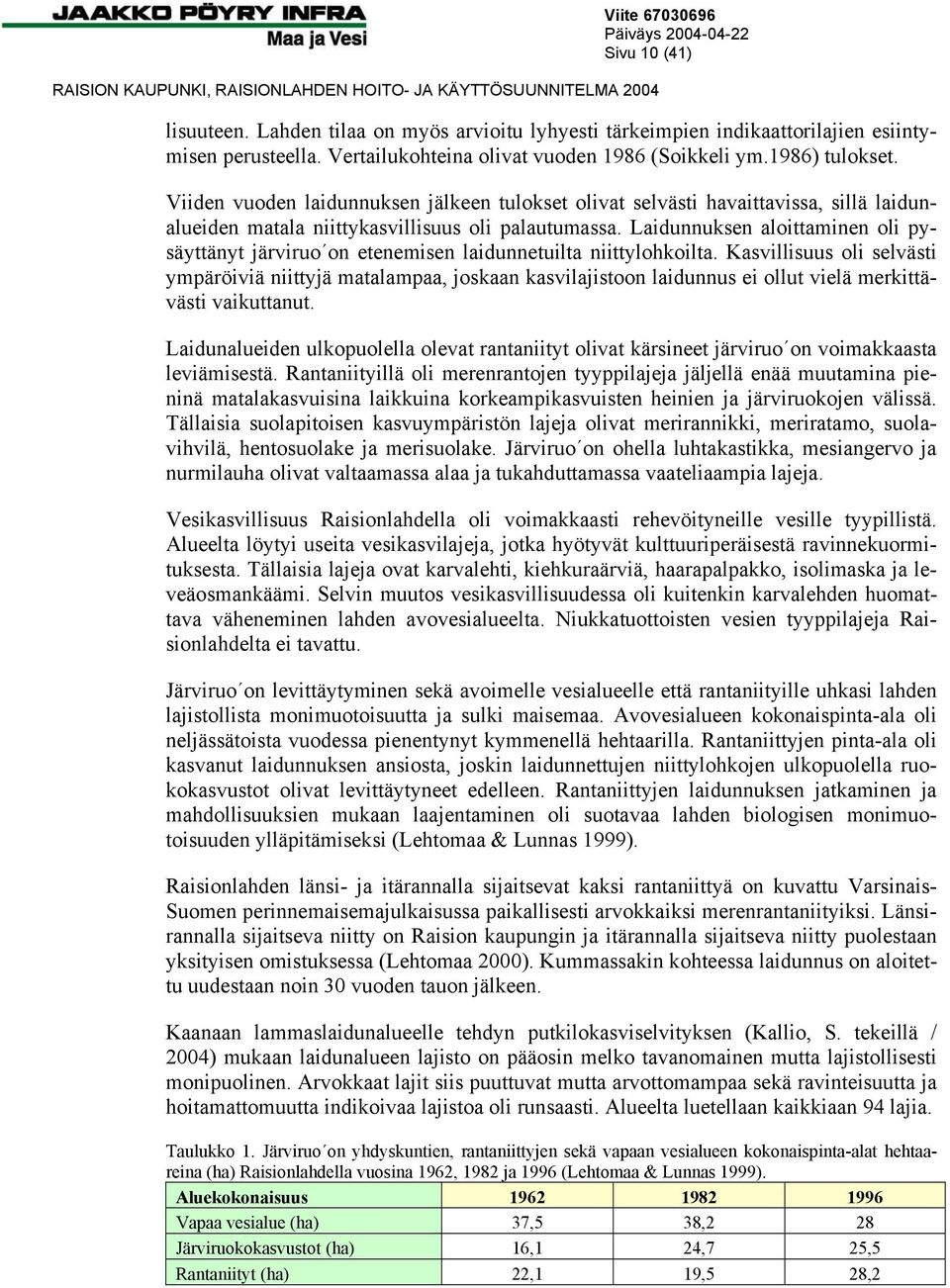 Laidunnuksen aloittaminen oli pysäyttänyt järviruo on etenemisen laidunnetuilta niittylohkoilta.