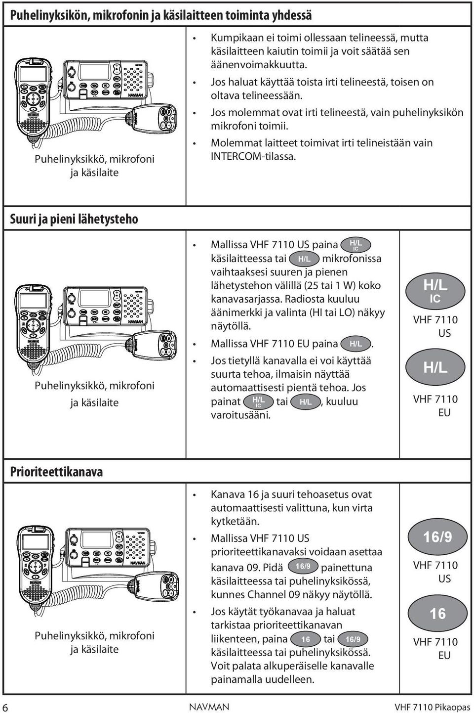 Molemmat laitteet toimivat irti telineistään vain INTERCOM-tilassa.