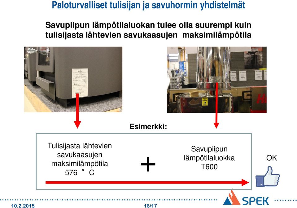 Esimerkki: Tulisijasta lähtevien savukaasujen