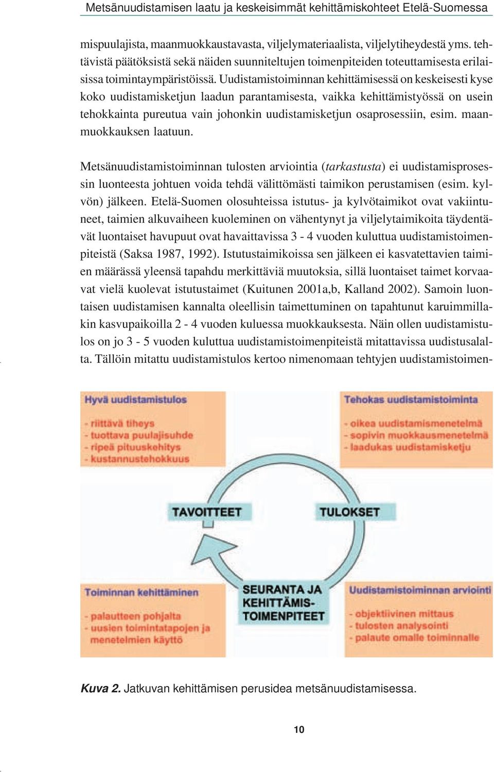 esim. maanmuokkauksen laatuun. Metsänuudistamistoiminnan tulosten arviointia (tarkastusta) ei uudistamisprosessin luonteesta johtuen voida tehdä välittömästi taimikon perustamisen (esim.