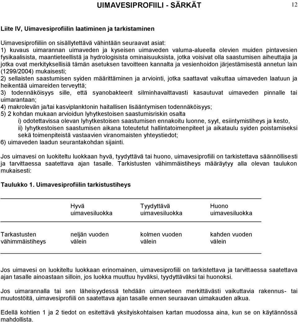 tämän asetuksen tavoitteen kannalta ja vesienhoidon järjestämisestä annetun lain (1299/2004) mukaisesti; 2) sellaisten saastumisen syiden määrittäminen ja arviointi, jotka saattavat vaikuttaa