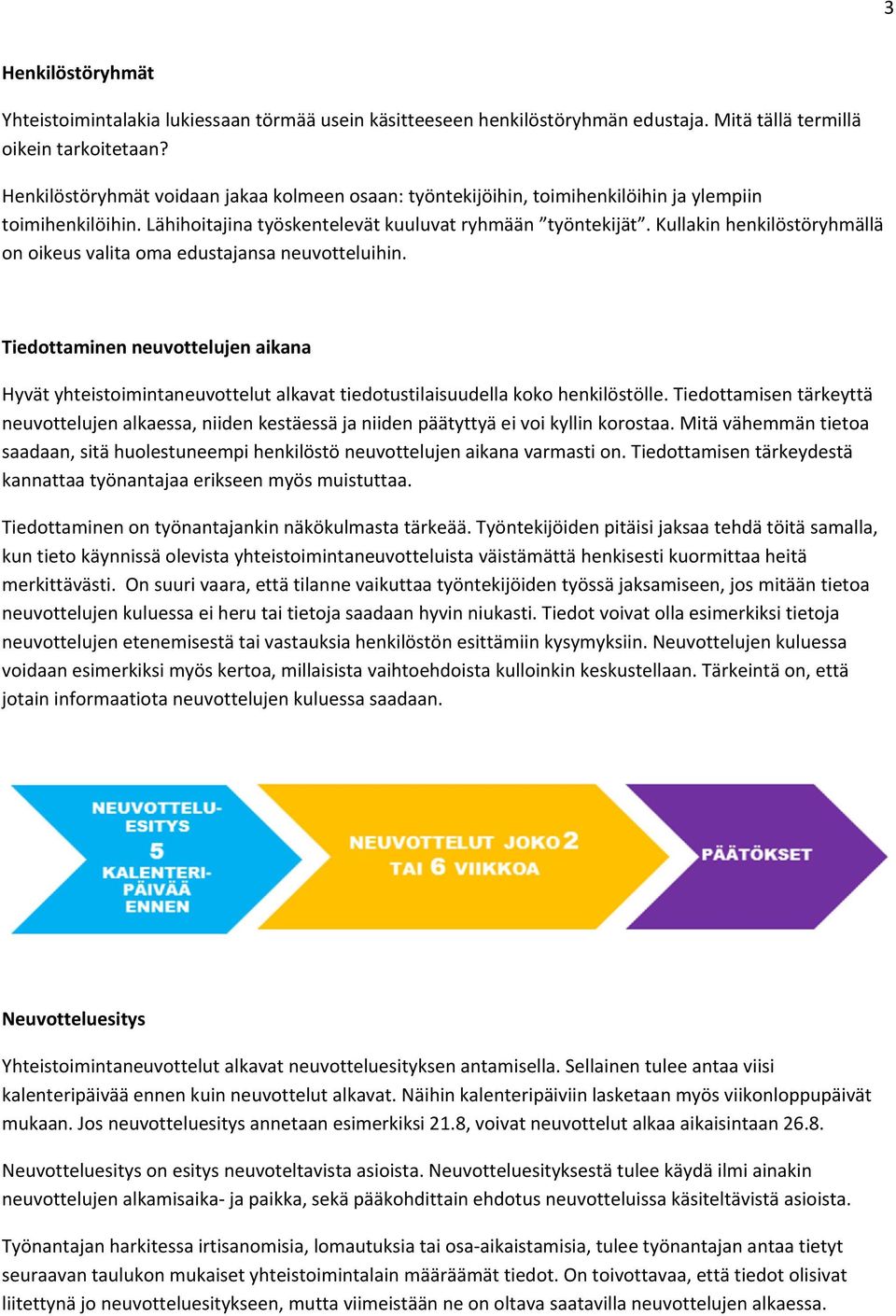 Kullakin henkilöstöryhmällä on oikeus valita oma edustajansa neuvotteluihin. Tiedottaminen neuvottelujen aikana Hyvät yhteistoimintaneuvottelut alkavat tiedotustilaisuudella koko henkilöstölle.