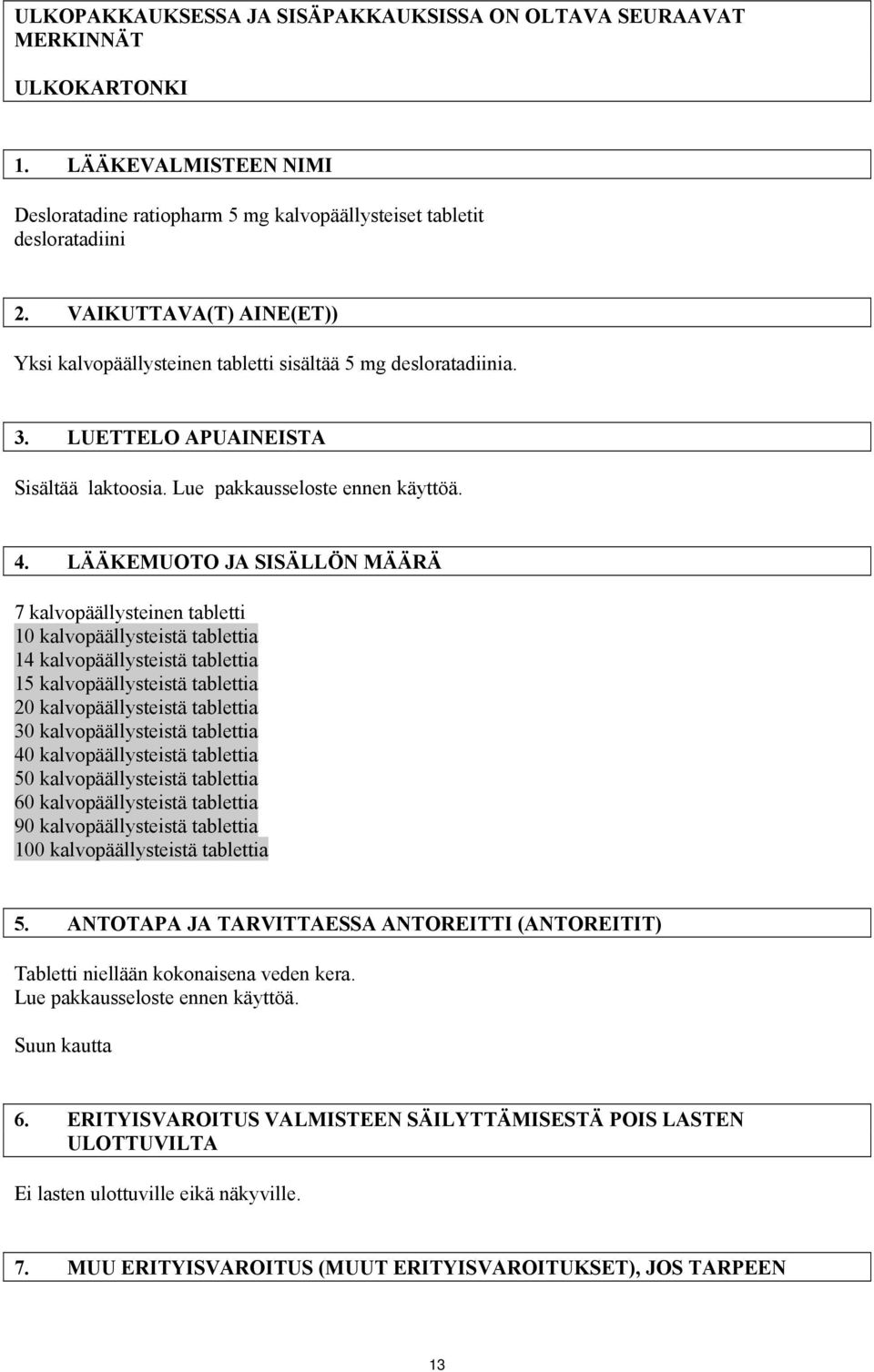 LÄÄKEMUOTO JA SISÄLLÖN MÄÄRÄ 7 kalvopäällysteinen tabletti 10 kalvopäällysteistä tablettia 14 kalvopäällysteistä tablettia 15 kalvopäällysteistä tablettia 20 kalvopäällysteistä tablettia 30