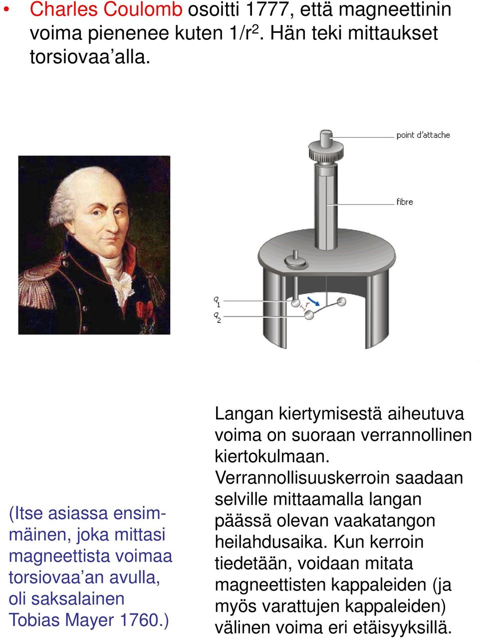 ) Langan kiertymisestä aiheutuva voima on suoraan verrannollinen kiertokulmaan.