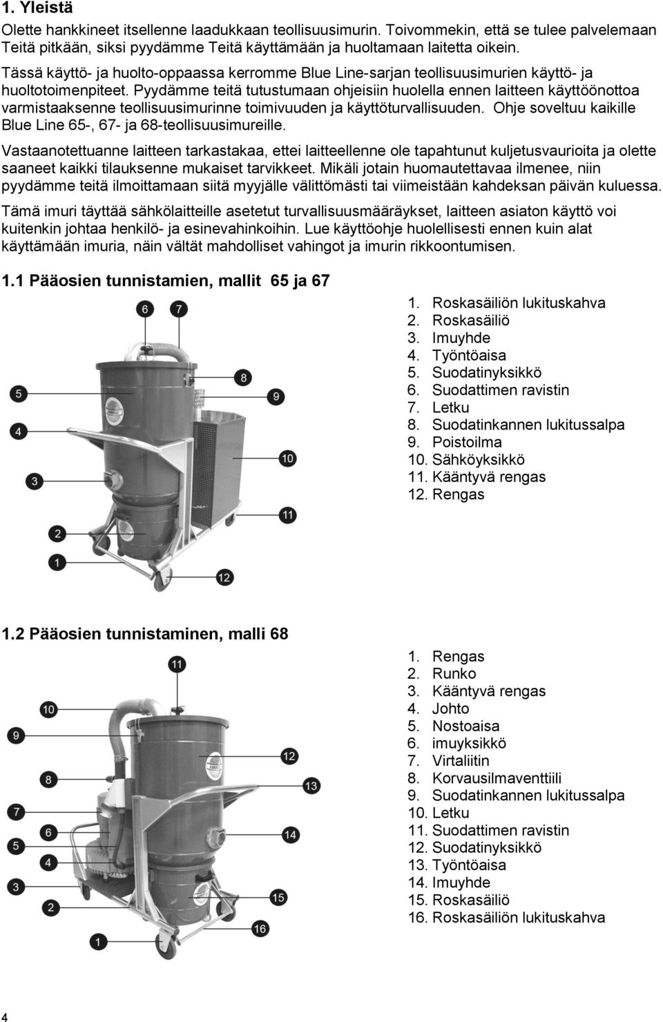 Pyydämme teitä tutustumaan ohjeisiin huolella ennen laitteen käyttöönottoa varmistaaksenne teollisuusimurinne toimivuuden ja käyttöturvallisuuden.