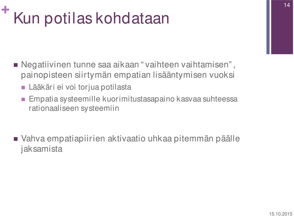 voi torjua potilasta Empatia systeemille kuorimitustasapaino kasvaa suhteessa