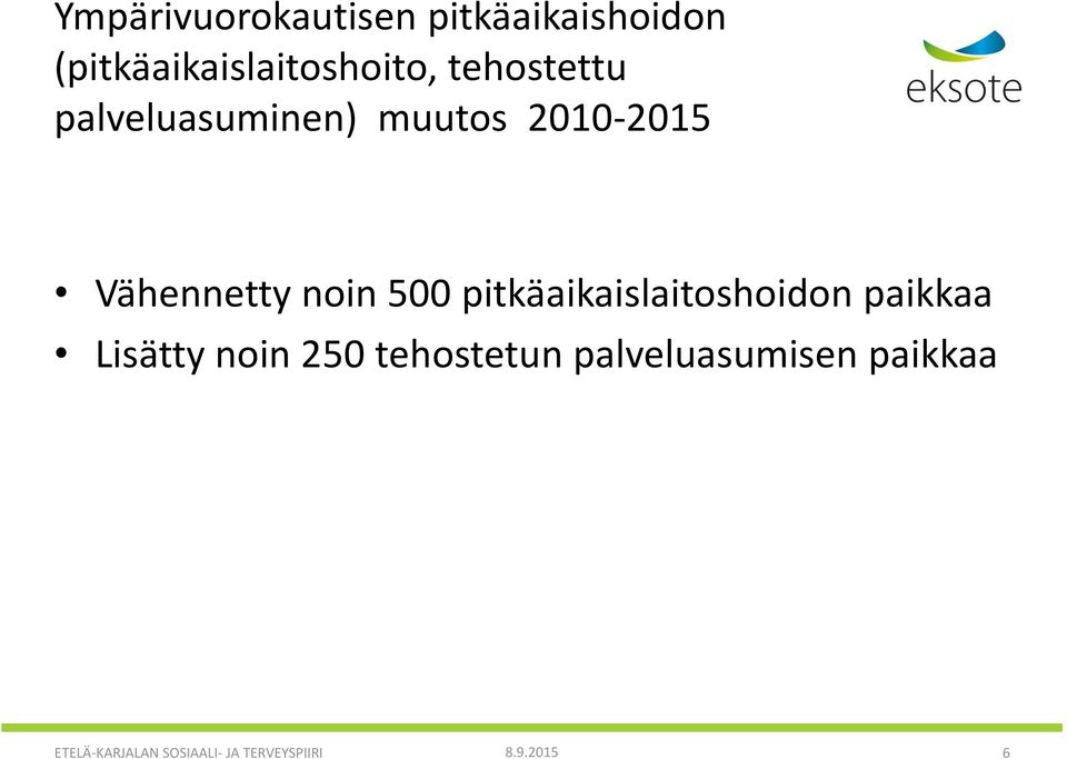 pitkäaikaislaitoshoidon paikkaa Lisätty noin 250 tehostetun