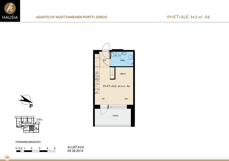 34.5 m 2, A8 () O K ARV alkovi () 1++ALK, 34.