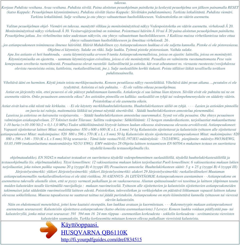 Käyttöoppaasi. HUSQVARNA QB6110K - PDF Ilmainen lataus