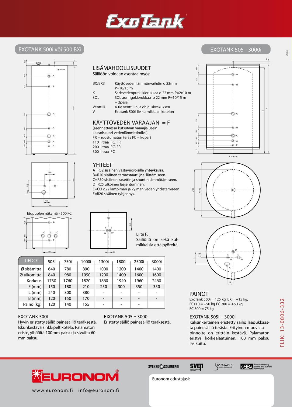 SOL auringokierukkaa o 22 mm P=10/15 m + 2pesä 4-tie venttiilin ja ohjauskeskuksen xotank 500i-lle kulmikkaan kotelon Käyttöveden varaajan = (asennettaessa kutsutaan varaajia usein kaksoiskuori