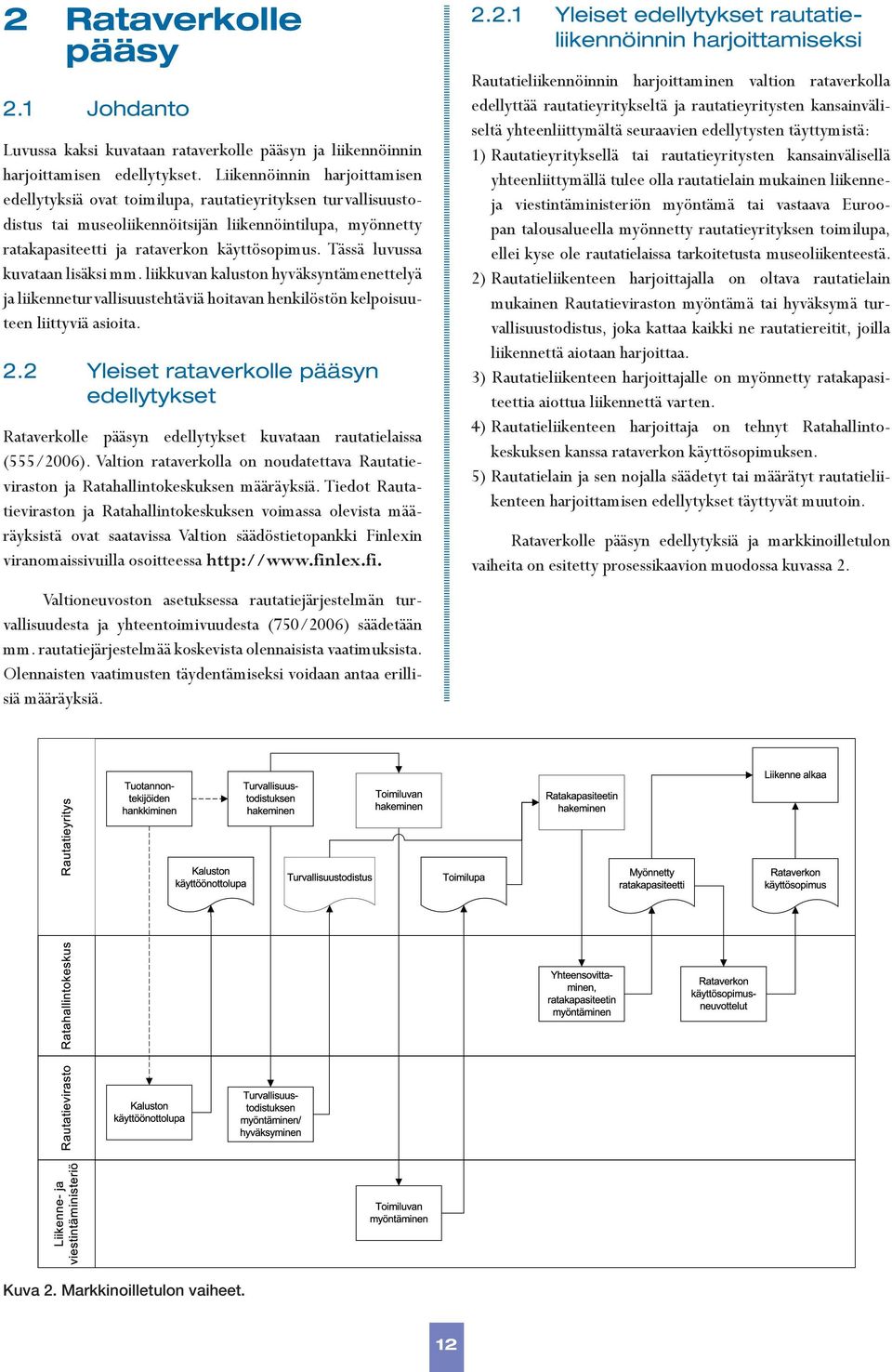 Tässä luvussa kuvataan lisäksi mm. liikkuvan kaluston hyväksyntämenettelyä ja liikenneturvallisuustehtäviä hoitavan henkilöstön kelpoisuuteen liittyviä asioita. 2.