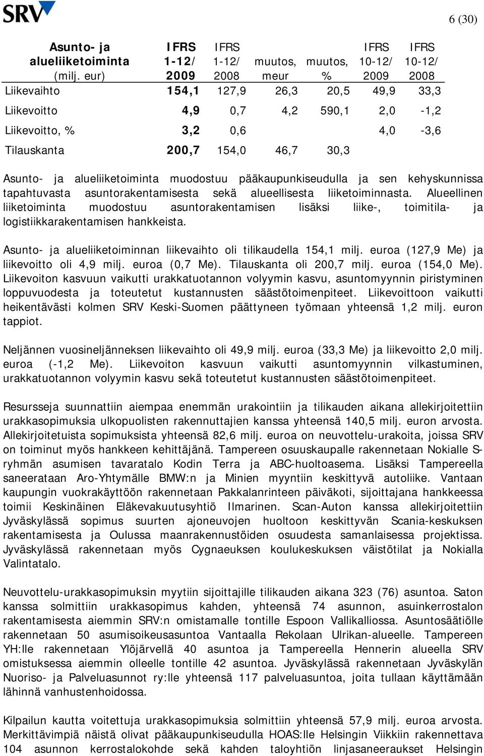 pääkaupunkiseudulla ja sen kehyskunnissa tapahtuvasta asuntorakentamisesta sekä alueellisesta liiketoiminnasta.
