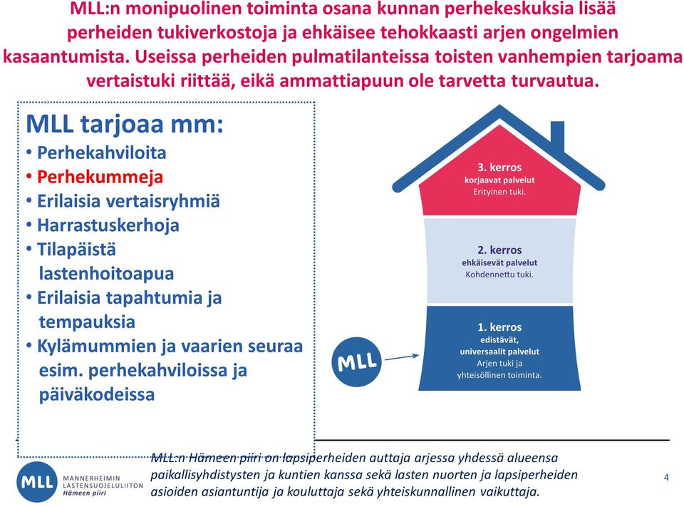 Useissa perheiden pulmatilanteissa toisten vanhempien tarjoama vertaistuki riittää, eikä ammattiapuun ole tarvetta