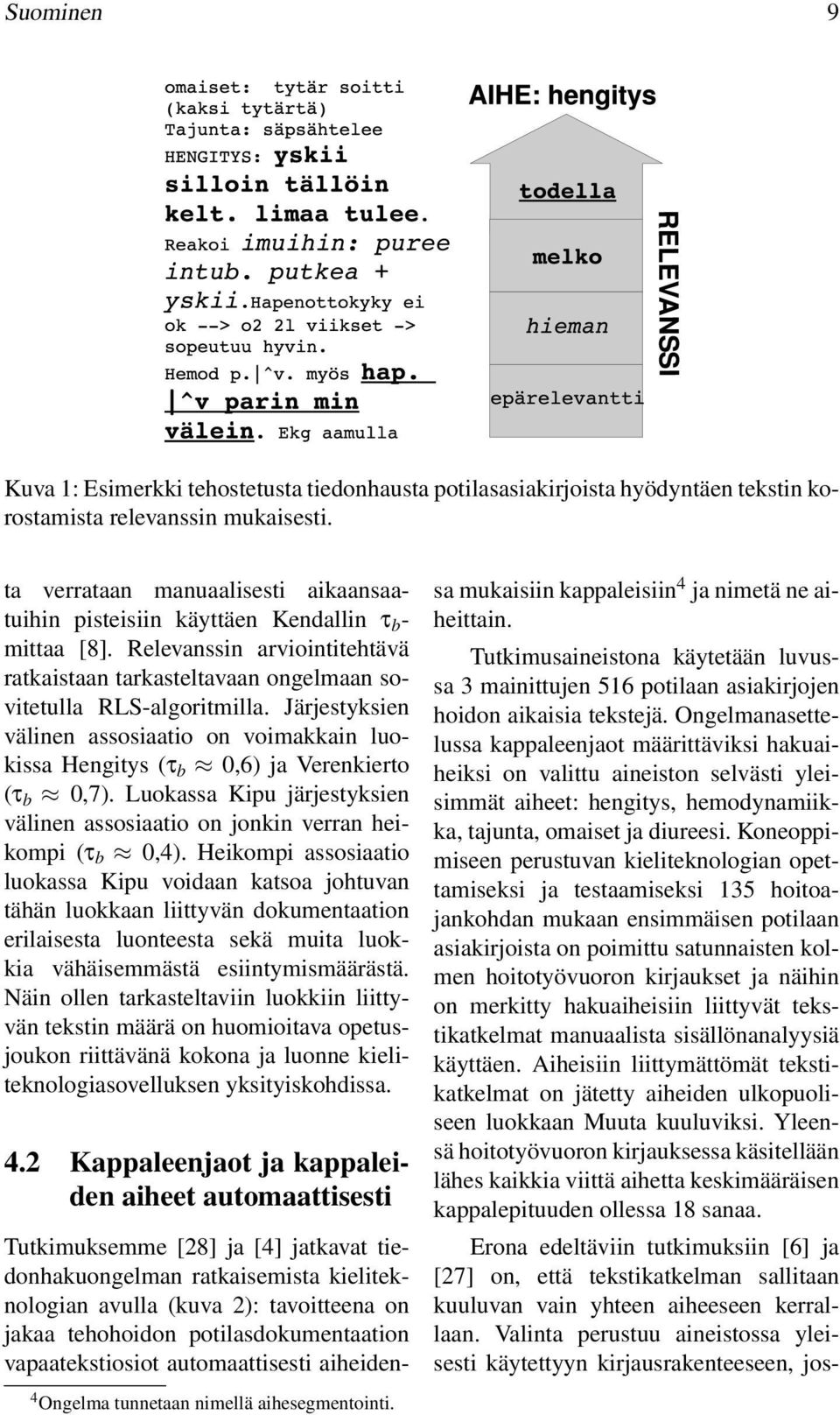 Järjestyksien välinen assosiaatio on voimakkain luokissa Hengitys (τ b 0,6) ja Verenkierto (τ b 0,7). Luokassa Kipu järjestyksien välinen assosiaatio on jonkin verran heikompi (τ b 0,4).
