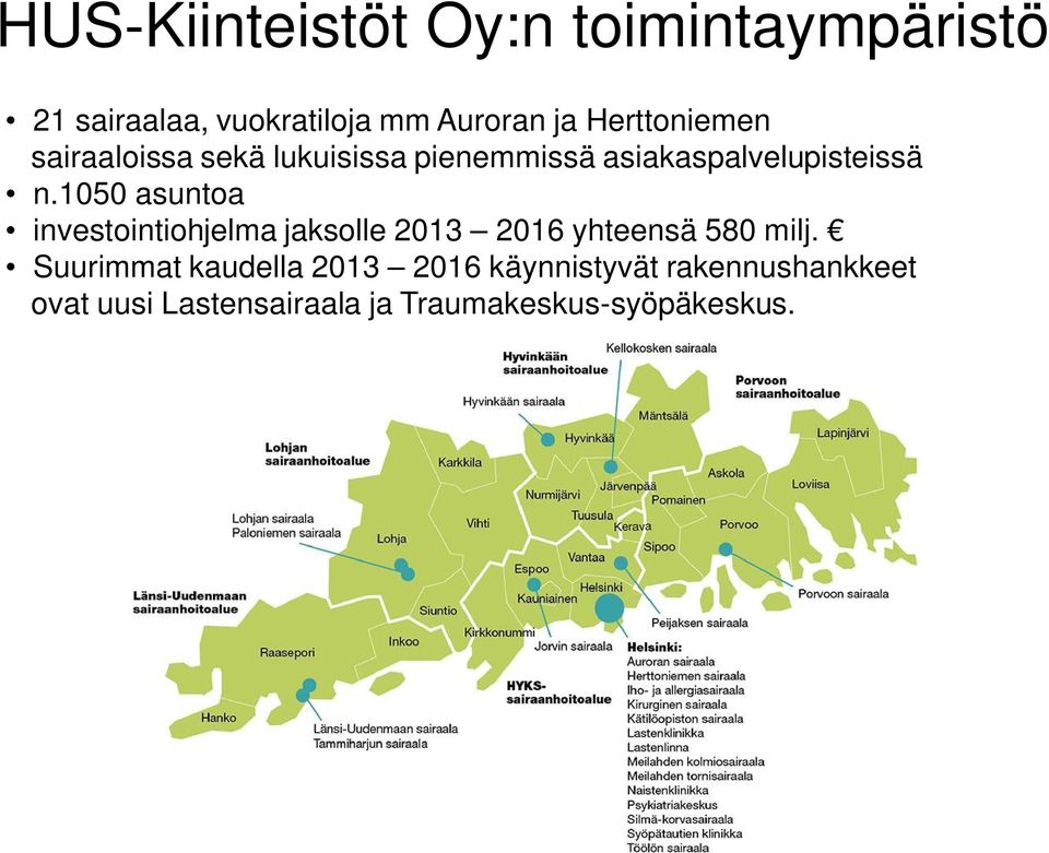1050 asuntoa investointiohjelma jaksolle 2013 2016 yhteensä 580 milj.