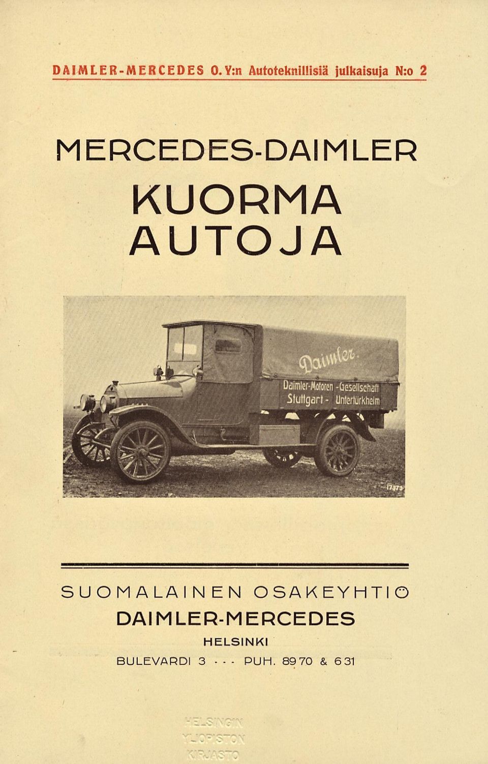 MERCEDES-DAIMLER KUORMA AUTOJA SUOMALAINEN