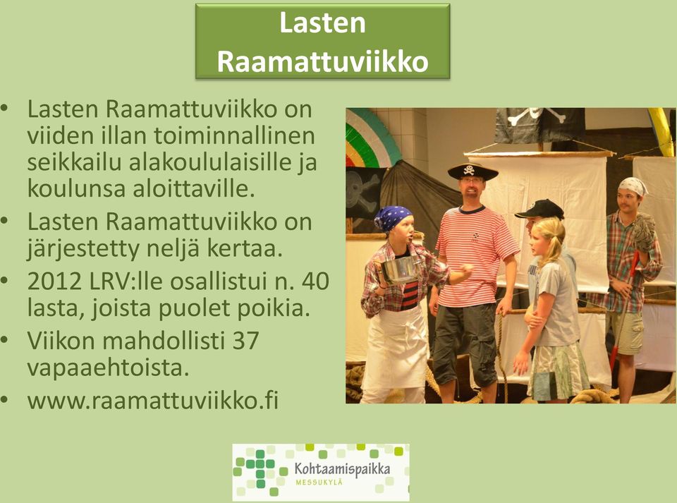 Lasten Raamattuviikko on järjestetty neljä kertaa.