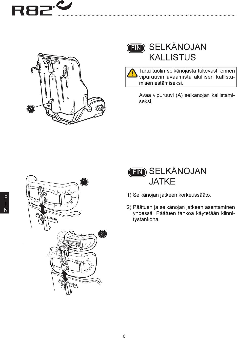 vaa vipuruuvi () selkänojan kallistamiseksi.