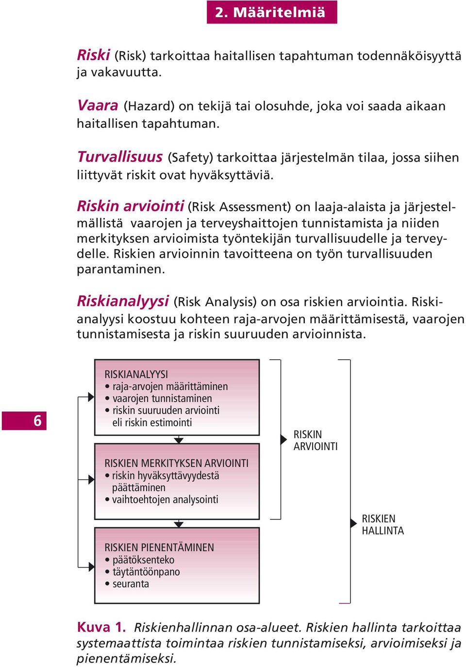 Riskin arviointi (Risk Assessment) on laaja-alaista ja järjestelmällistä vaarojen ja terveyshaittojen tunnistamista ja niiden merkityksen arvioimista työntekijän turvallisuudelle ja terveydelle.