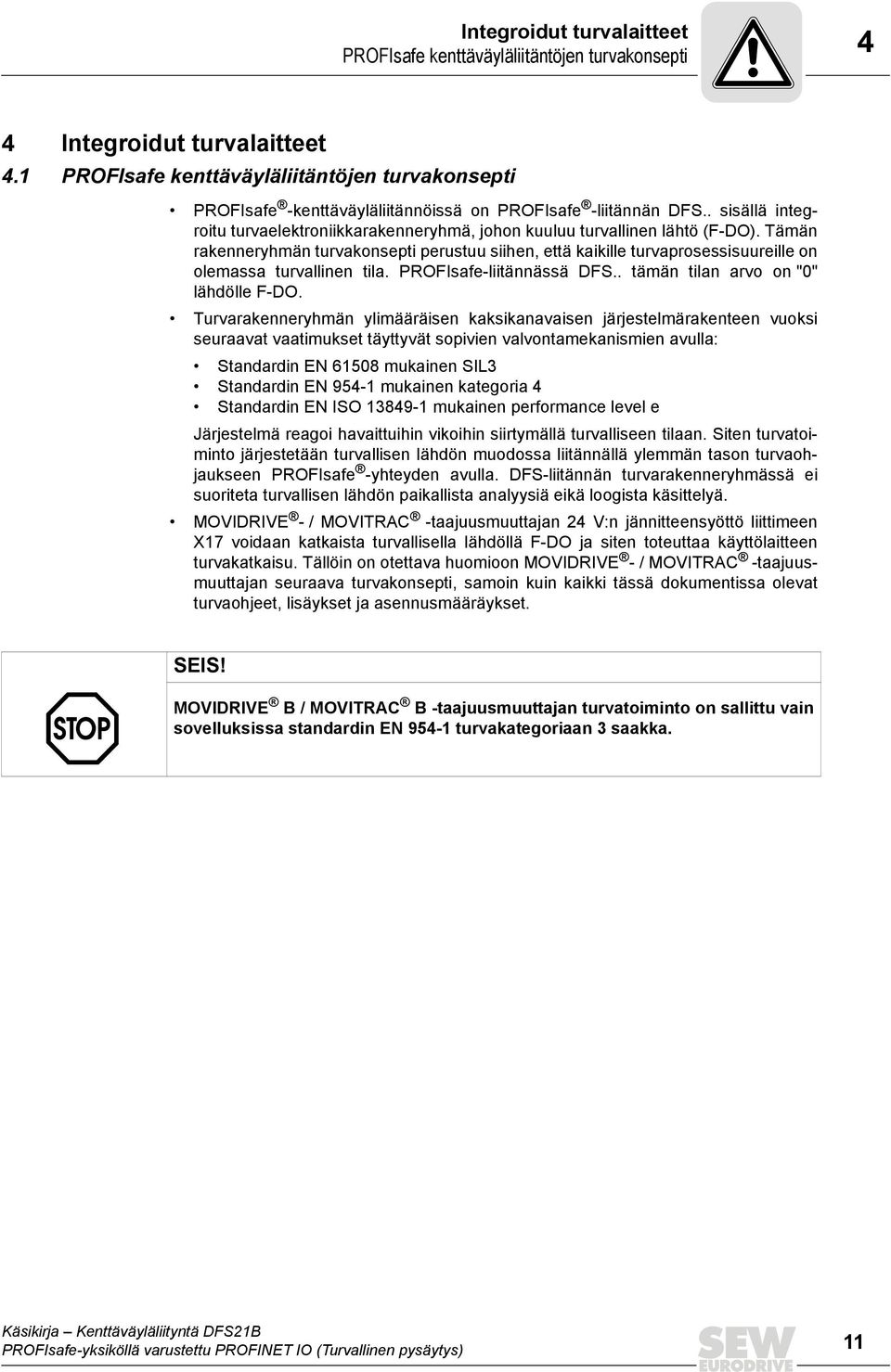 . sisällä integroitu turvaelektroniikkarakenneryhmä, johon kuuluu turvallinen lähtö (F-DO).