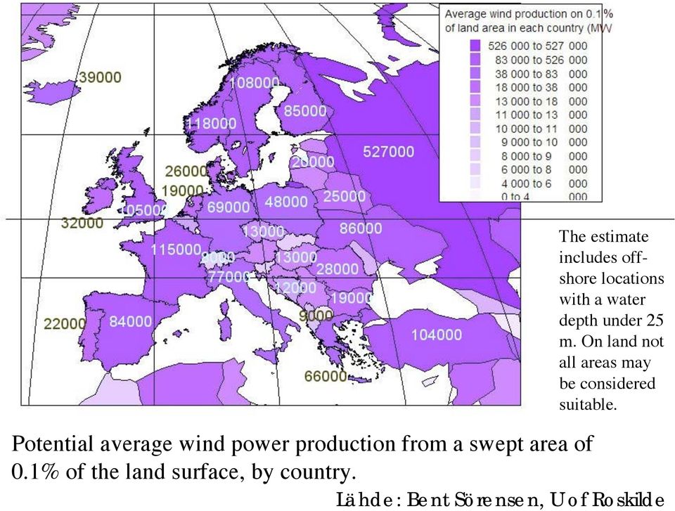 The estimate includes offshore locations with a water depth