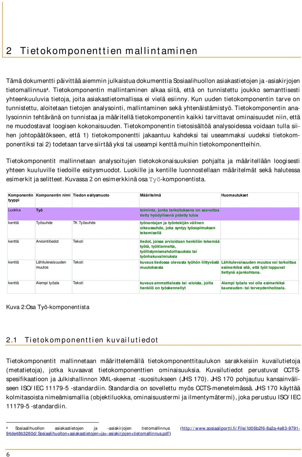 Kun uuden tietokomponentin tarve on tunnistettu,aloitetaantietojenanalysointi,mallintaminensekäyhtenäistämistyö.