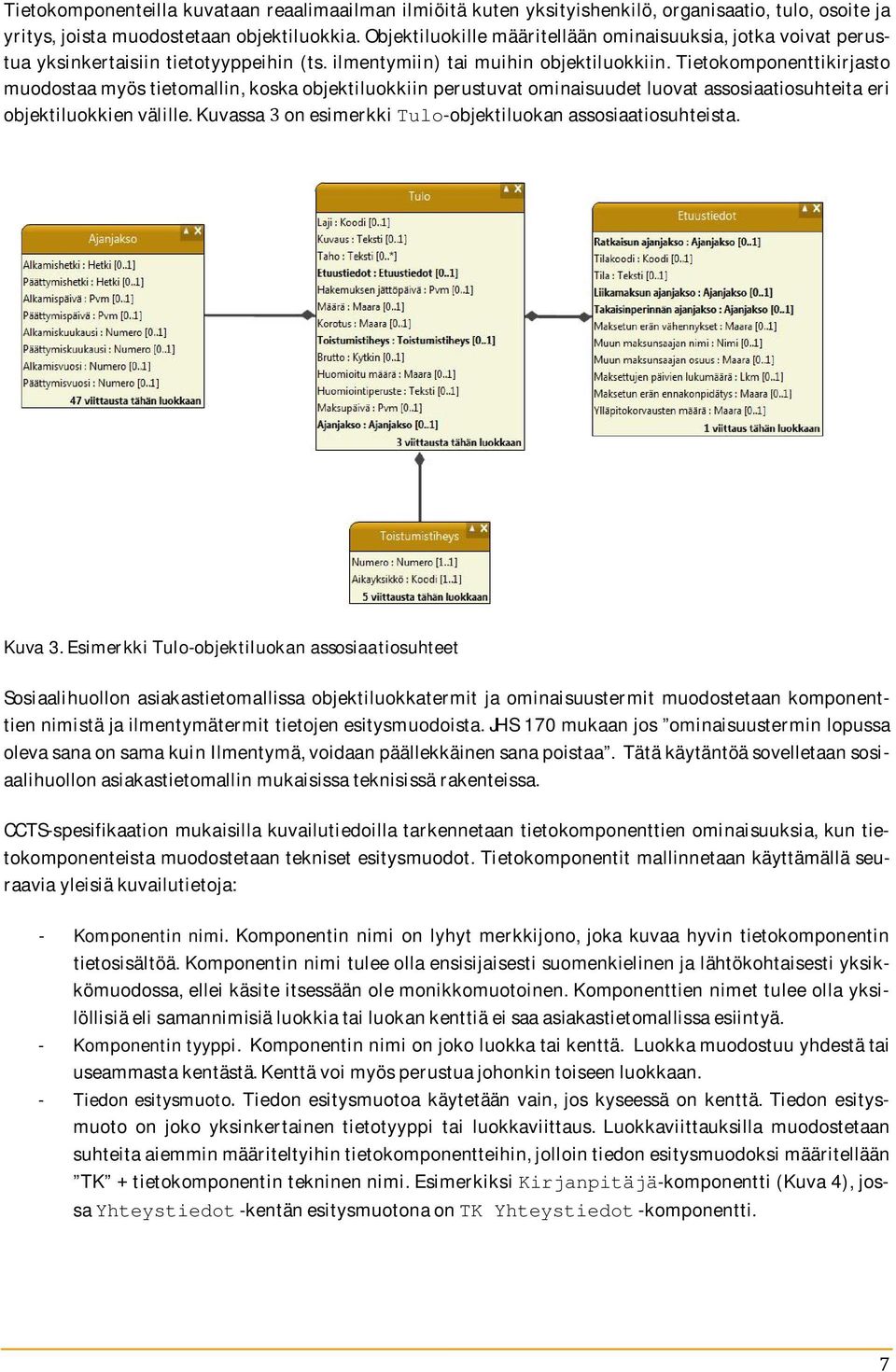 tietokomponenttikirjasto muodostaamyöstietomallin,koskaobjektiluokkiinperustuvatominaisuudetluovatassosiaatiosuhteitaeri objektiluokkienvälille.