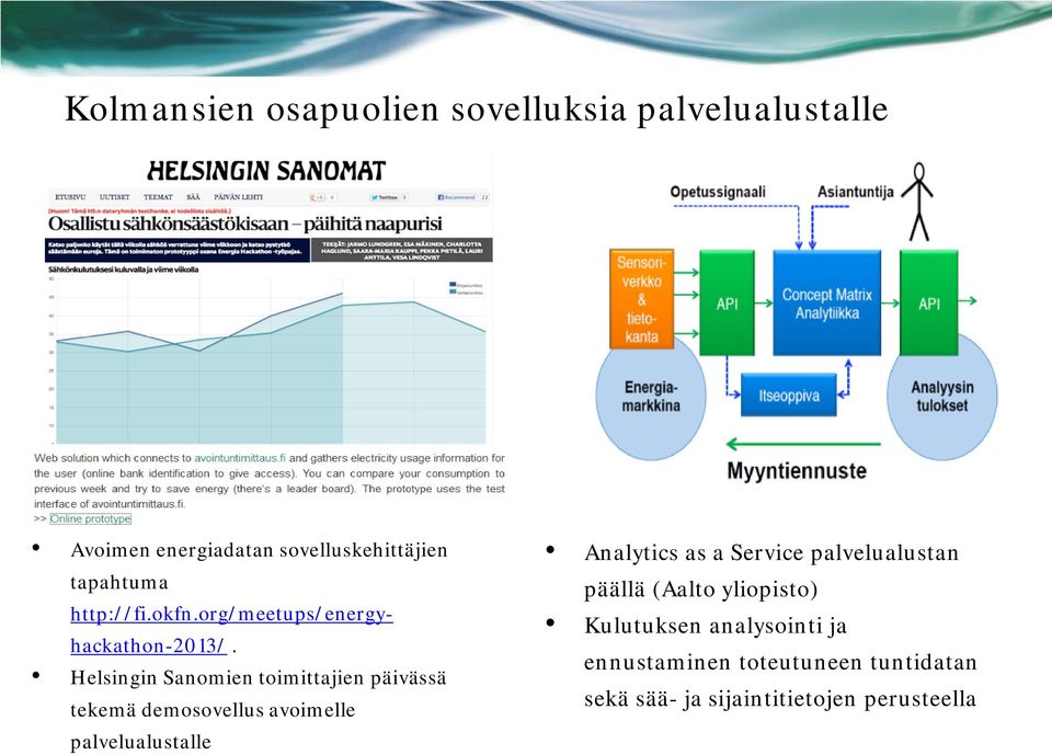 Helsingin Sanmien tijien pivss tekem demsvellus avimelle palvelualustalle Analytics as a