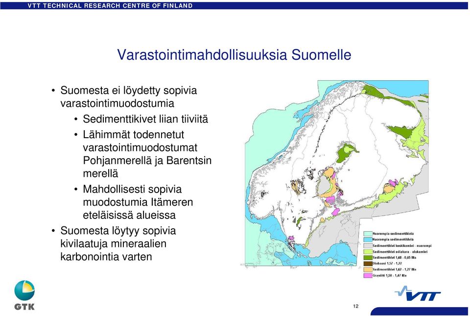 varastointimuodostumat Pohjanmerellä ja Barentsin merellä Mahdollisesti sopivia