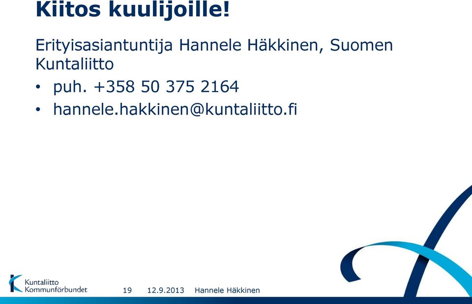 Häkkinen, Suomen Kuntaliitto puh.