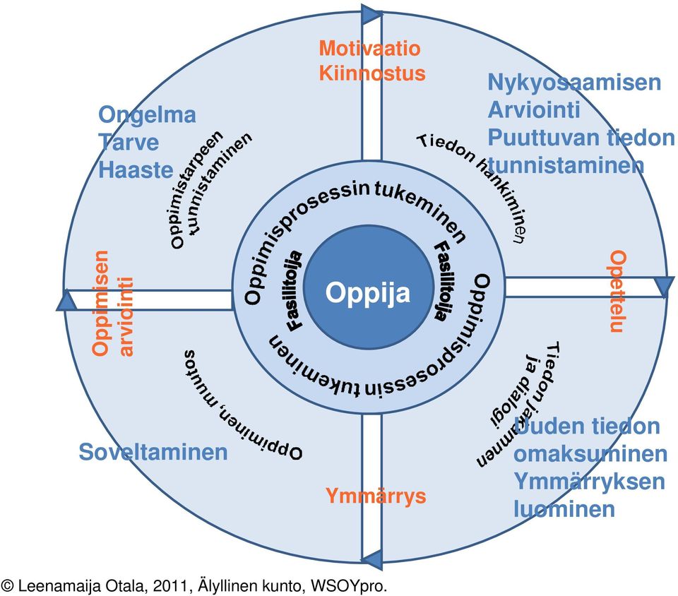 Oppija Fasilitoija Opettelu Soveltaminen Ymmärrys Uuden tiedon