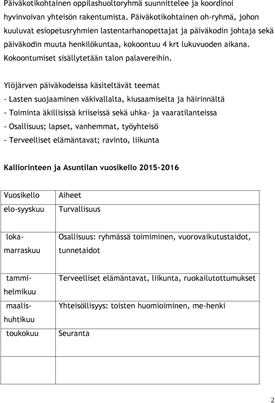 Kokoontumiset sisällytetään talon palavereihin.