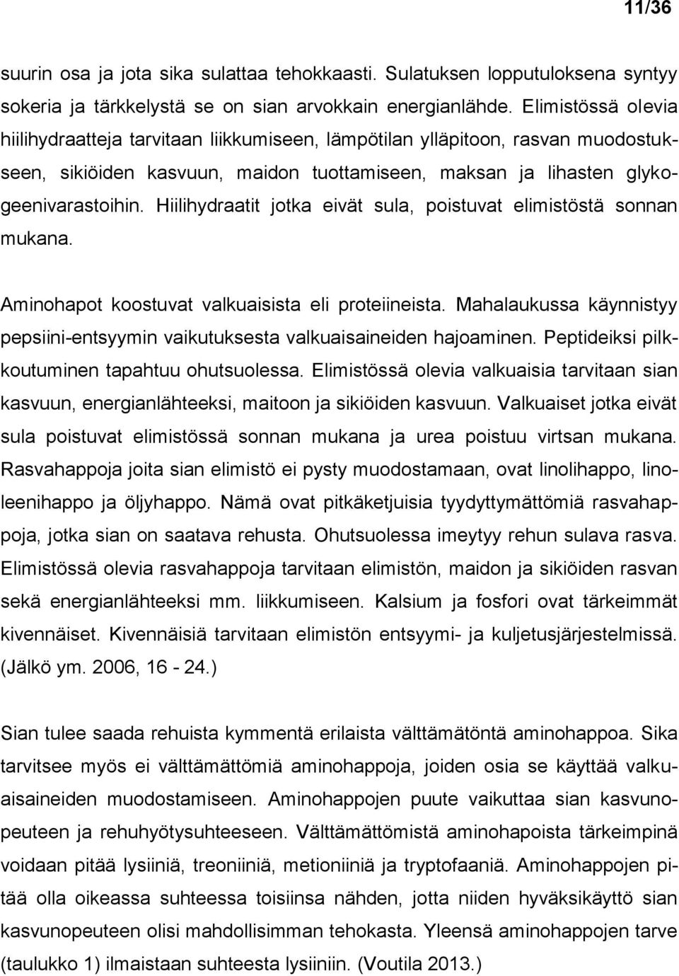 Hiilihydraatit jotka eivät sula, poistuvat elimistöstä sonnan mukana. Aminohapot koostuvat valkuaisista eli proteiineista.