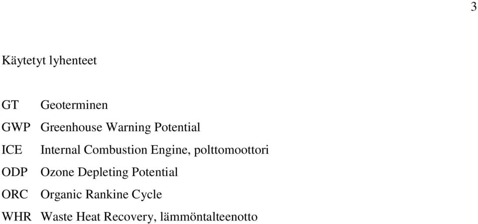 polttomoottori ODP Ozone Depleting Potential ORC