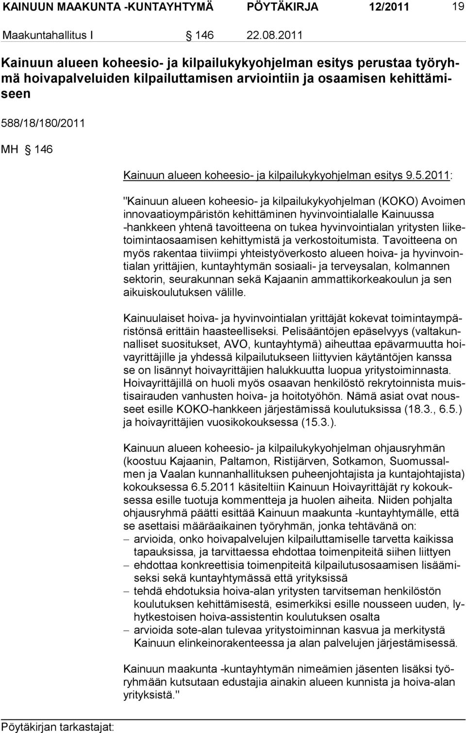 ja kilpailukykyohjelman esitys 9.5.