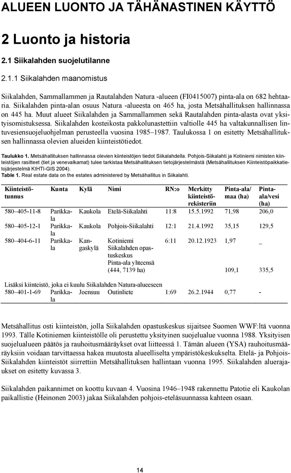 Siikalahden kosteikosta pakkolunastettiin valtiolle 445 ha valtakunnallisen lintuvesiensuojeluohjelman perusteella vuosina 1985 1987.