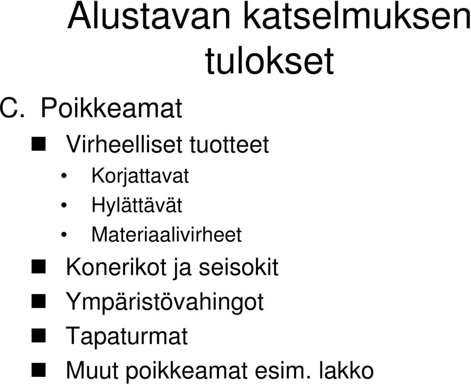 Hylättävät Materiaalivirheet Konerikot ja