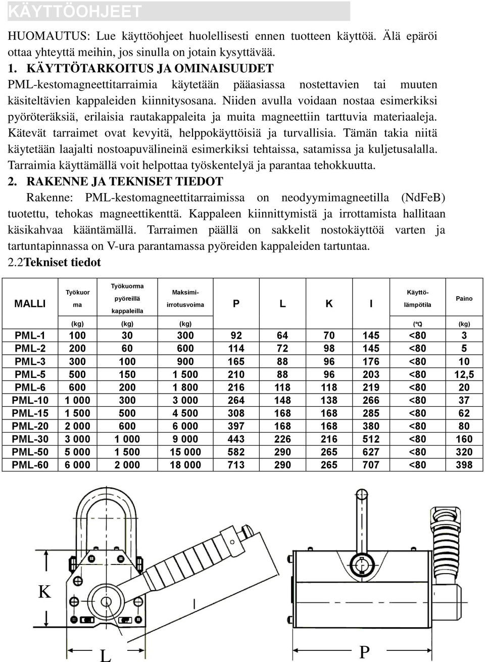 Niiden avulla voidaan nostaa esimerkiksi pyöröteräksiä, erilaisia rautakappaleita ja muita magneettiin tarttuvia materiaaleja. Kätevät tarraimet ovat kevyitä, helppokäyttöisiä ja turvallisia.