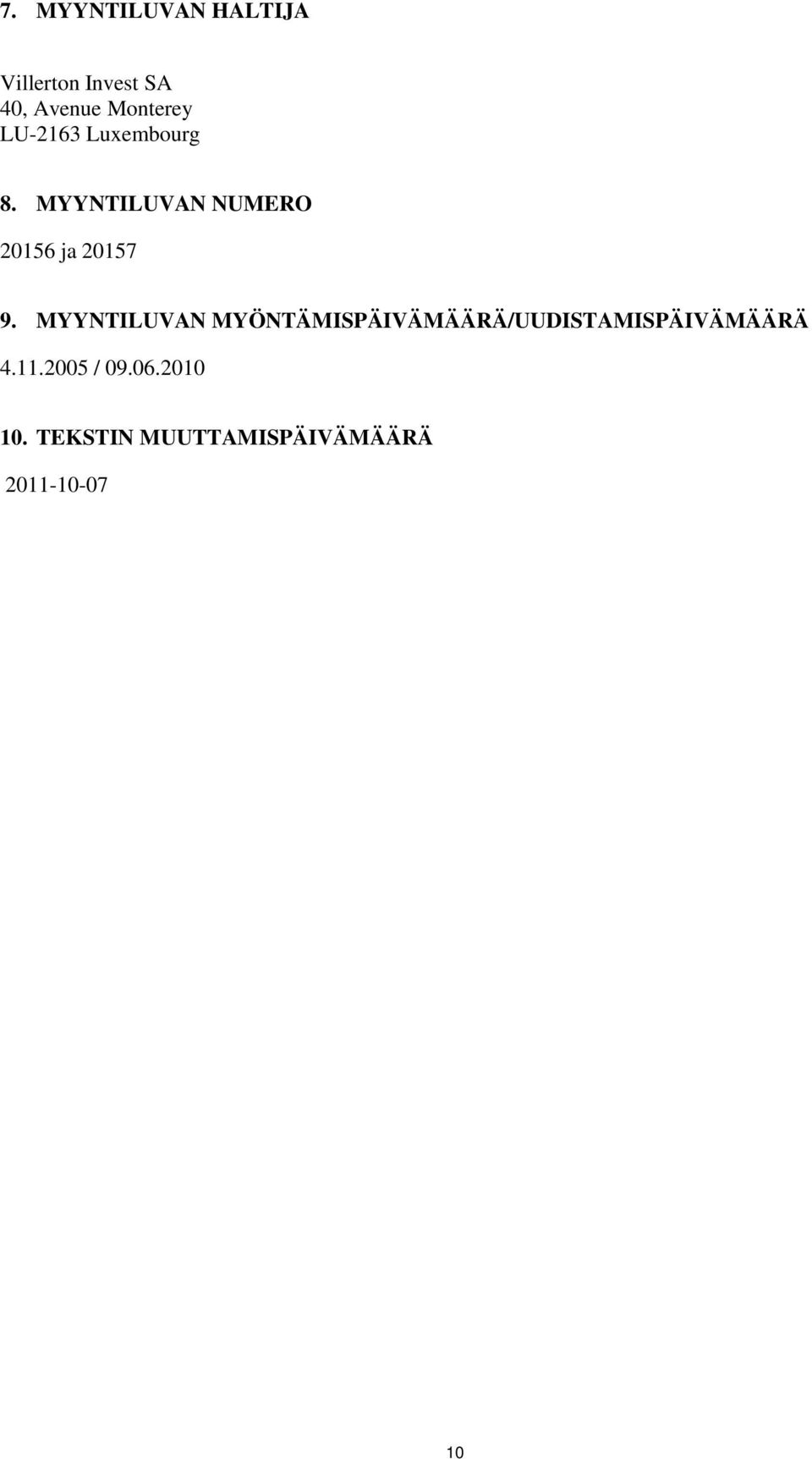 MYYNTILUVAN NUMERO 20156 ja 20157 9.