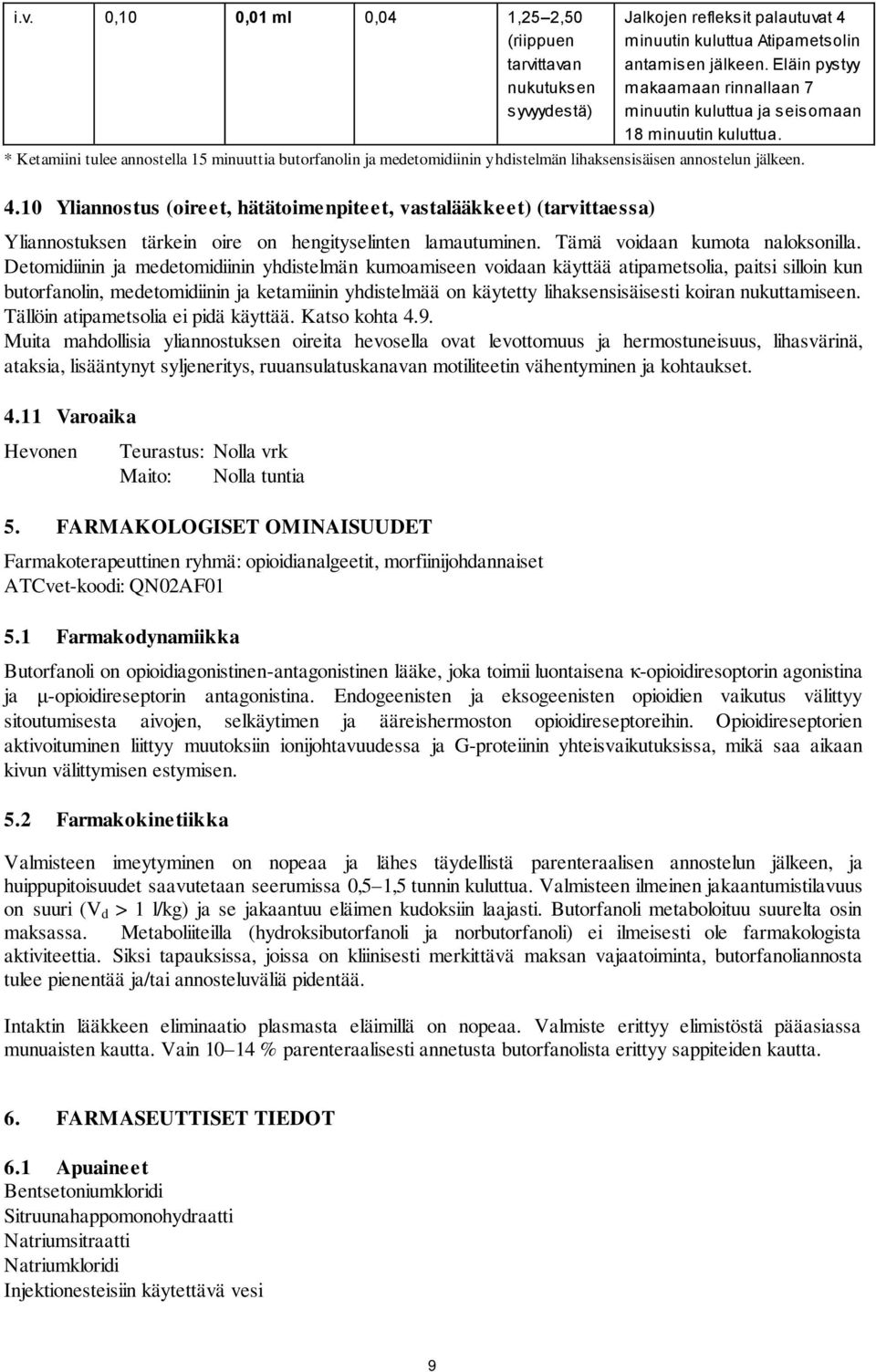 4.10 Ylitus (oireet, hätätoimenpiteet, vastalääkkeet) (tarvittaessa) Ylituksen tärkein oire on hengityselinten lamautuminen. Tämä voidaan kumota naloksonilla.