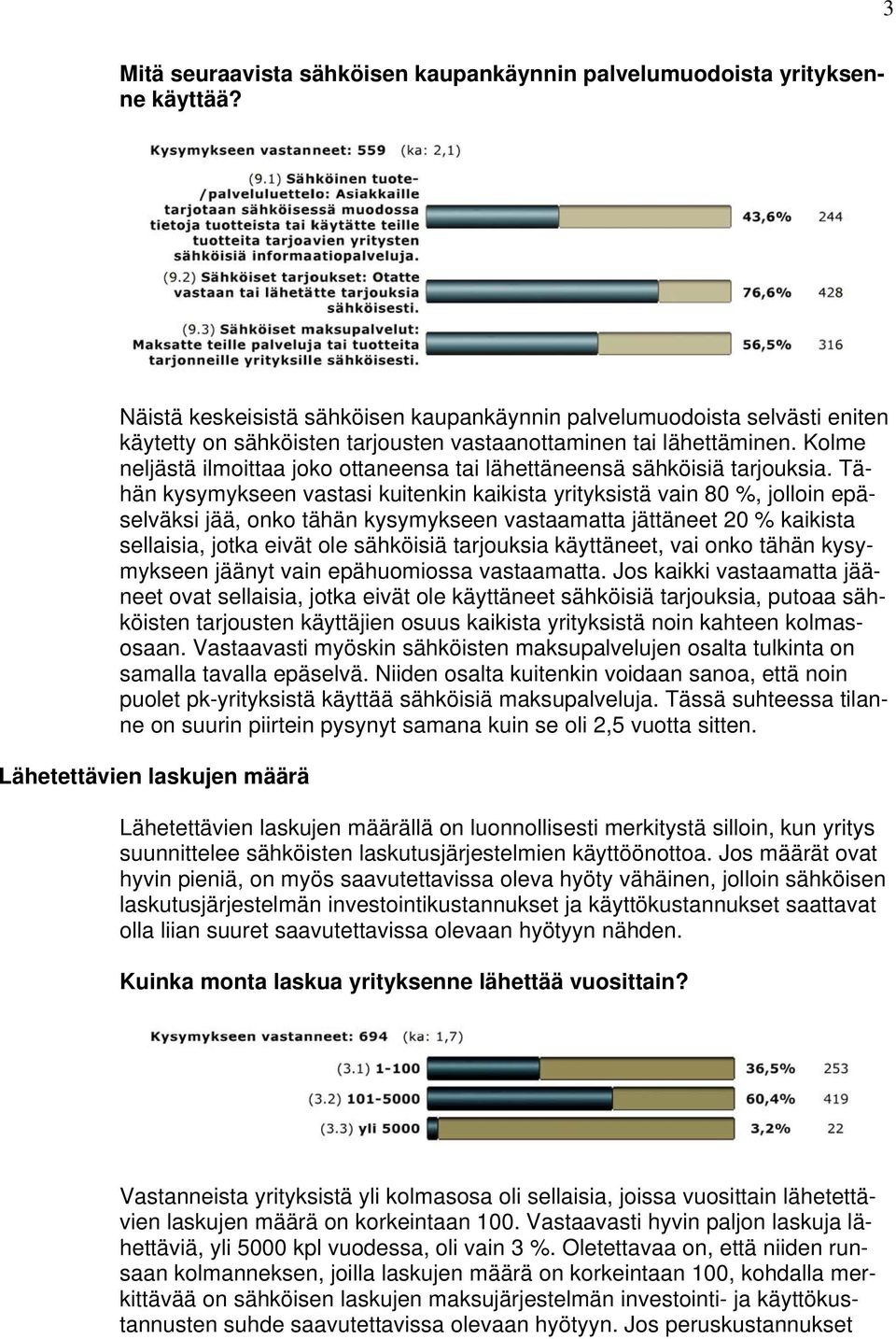 Kolme neljästä ilmoittaa joko ottaneensa tai lähettäneensä sähköisiä tarjouksia.