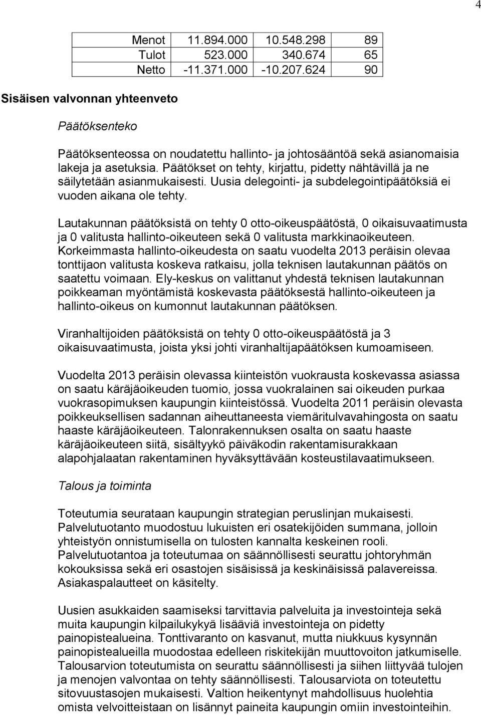 Uusia delegointi- ja subdelegointipäätöksiä ei vuoden aikana ole tehty.
