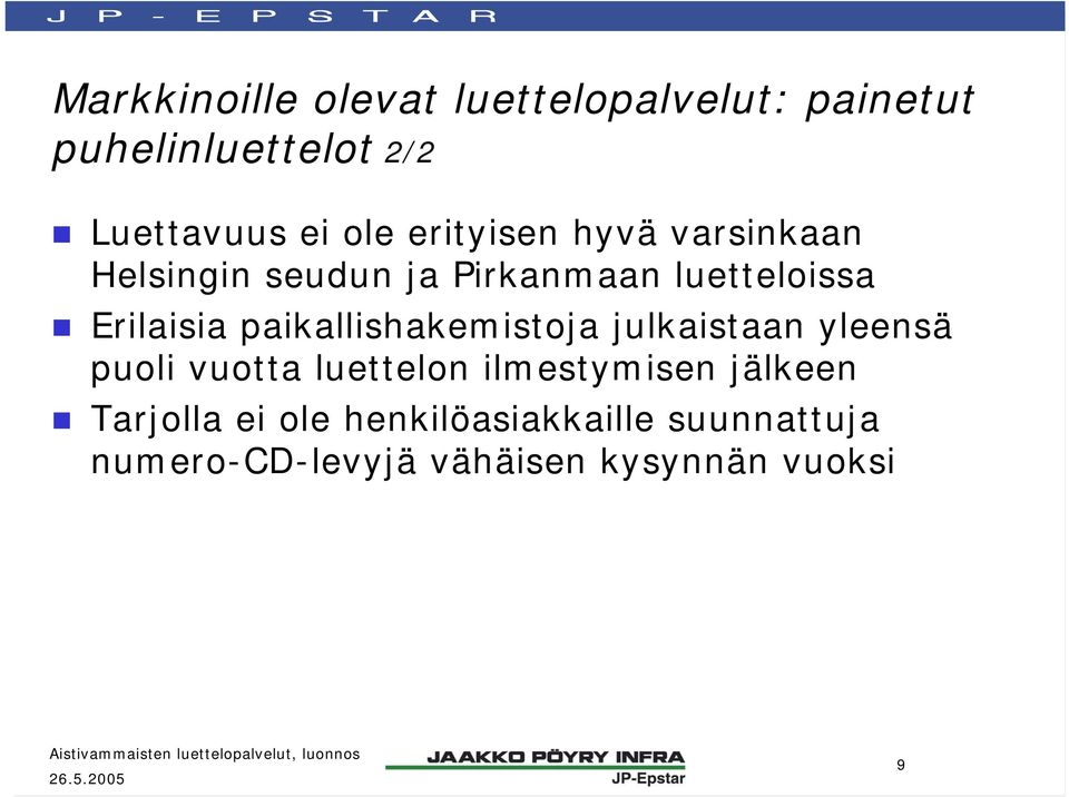 paikallishakemistoja julkaistaan yleensä puoli vuotta luettelon ilmestymisen jälkeen