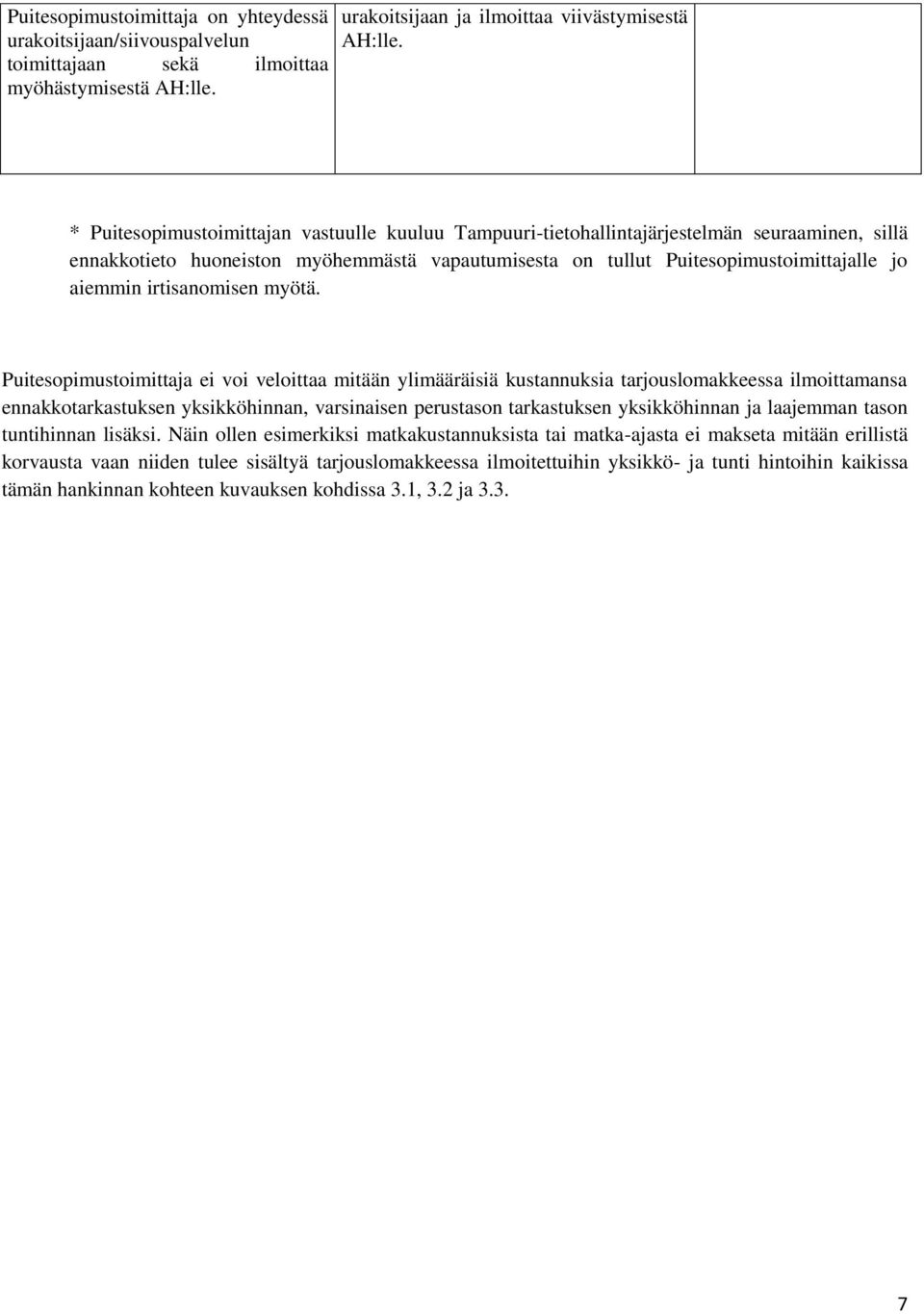 ei voi veloittaa mitään ylimääräisiä kustannuksia tarjouslomakkeessa ilmoittamansa ennakkotarkastuksen yksikköhinnan, varsinaisen perustason tarkastuksen yksikköhinnan ja laajemman tason