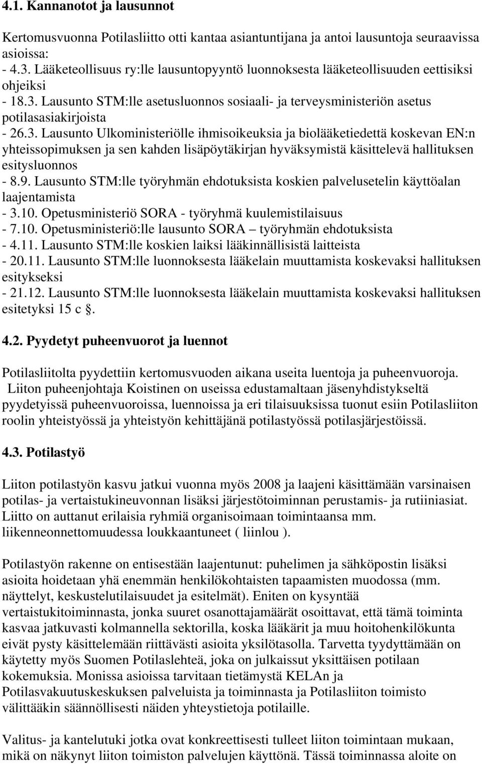 Lausunto STM:lle asetusluonnos sosiaali- ja terveysministeriön asetus potilasasiakirjoista - 26.3.