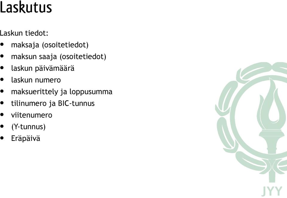 laskun numero maksuerittely ja loppusumma