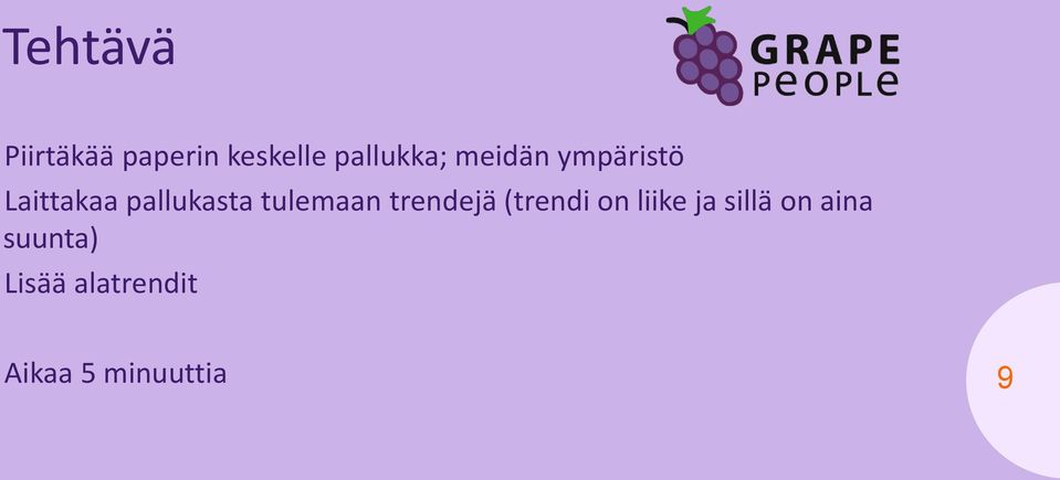 tulemaan trendejä (trendi on liike ja sillä