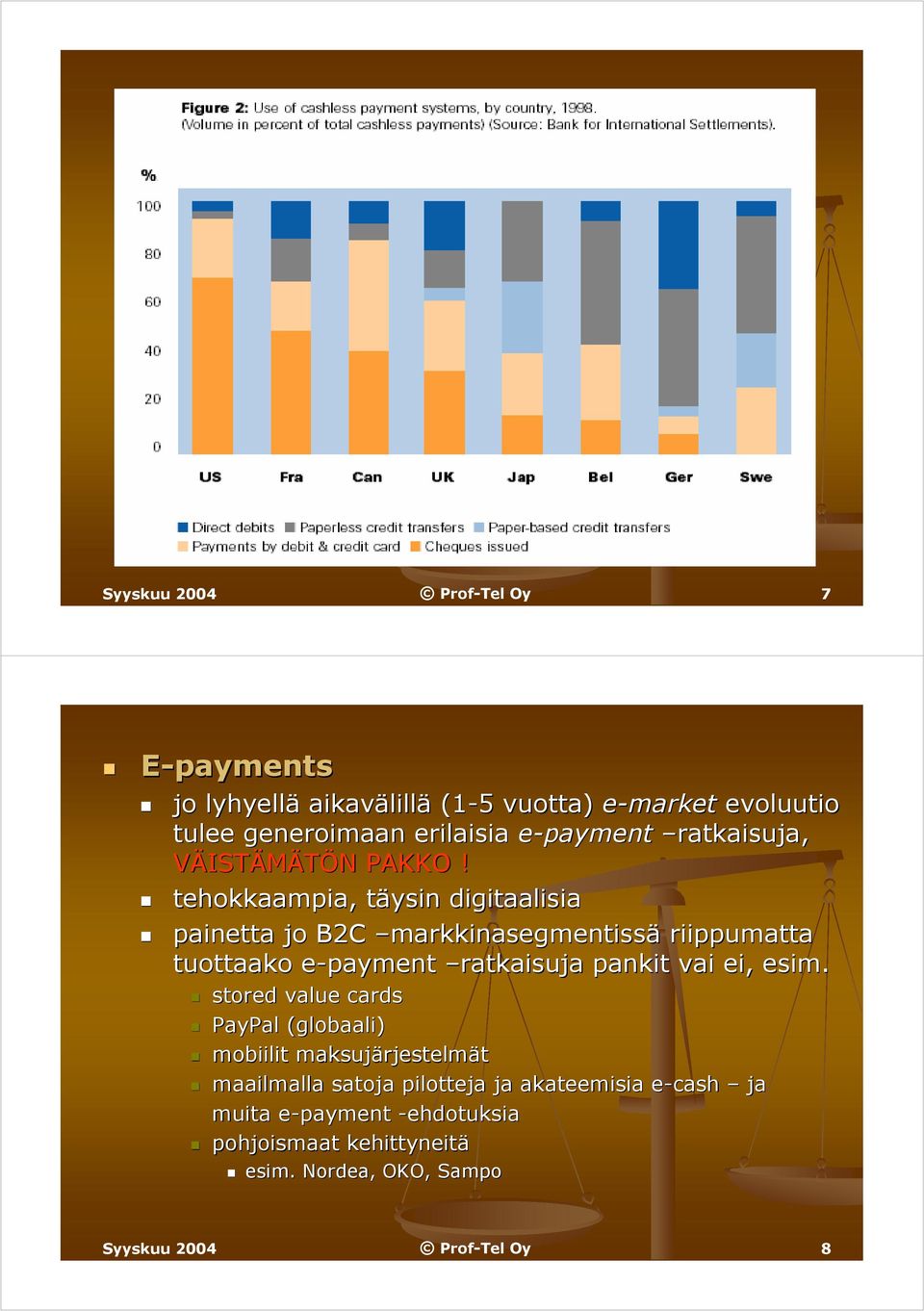 tehokkaampia, täysin digitaalisia painetta jo B2C markkinasegmentissä riippumatta tuottaako e-payment ratkaisuja pankit vai ei,