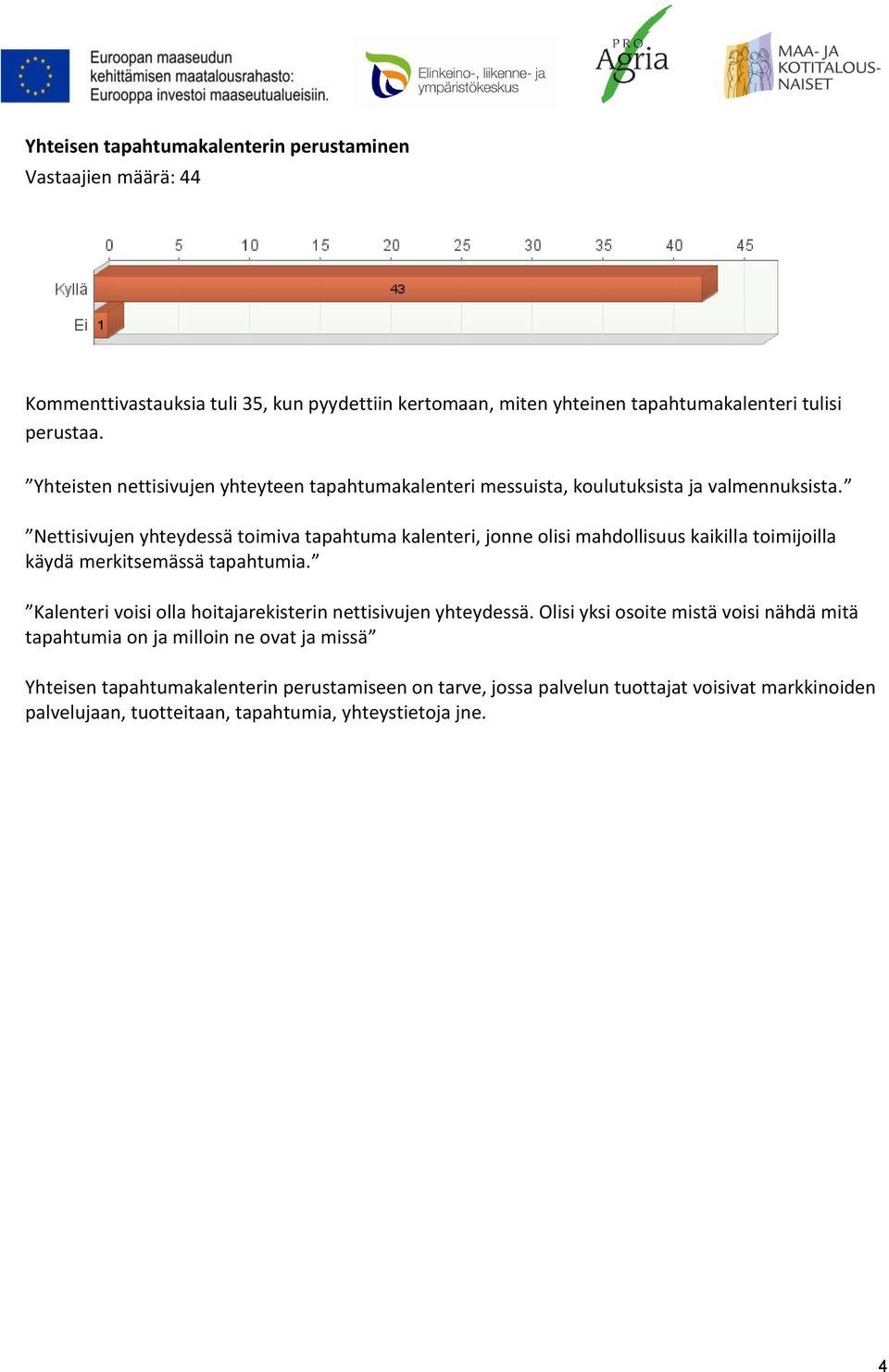 Nettisivujen yhteydessä toimiva tapahtuma kalenteri, jonne olisi mahdollisuus kaikilla toimijoilla käydä merkitsemässä tapahtumia.